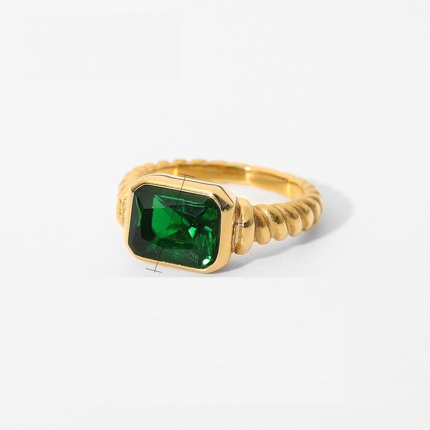 Rectangle Green Gemstone Ring