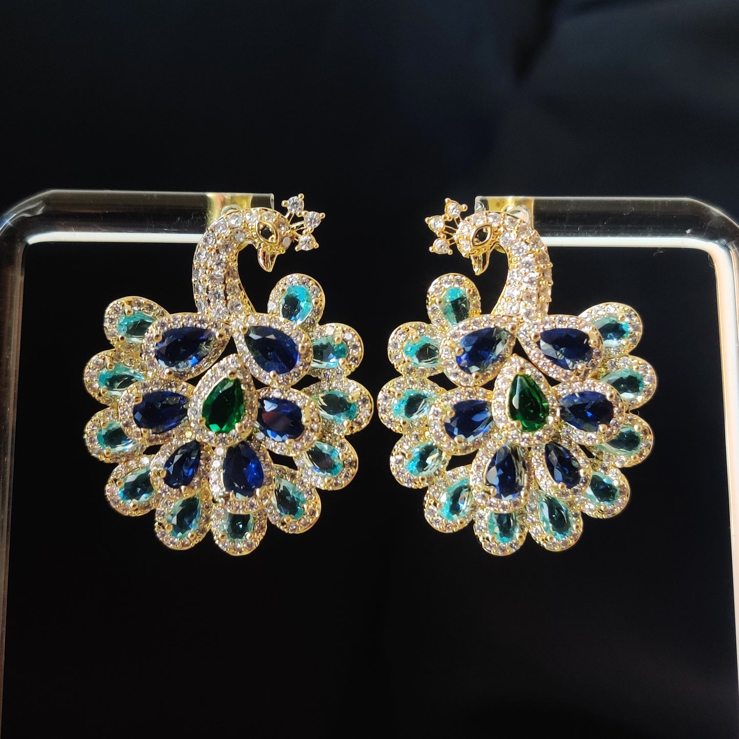 Deluxe Blue Peacock Earrings