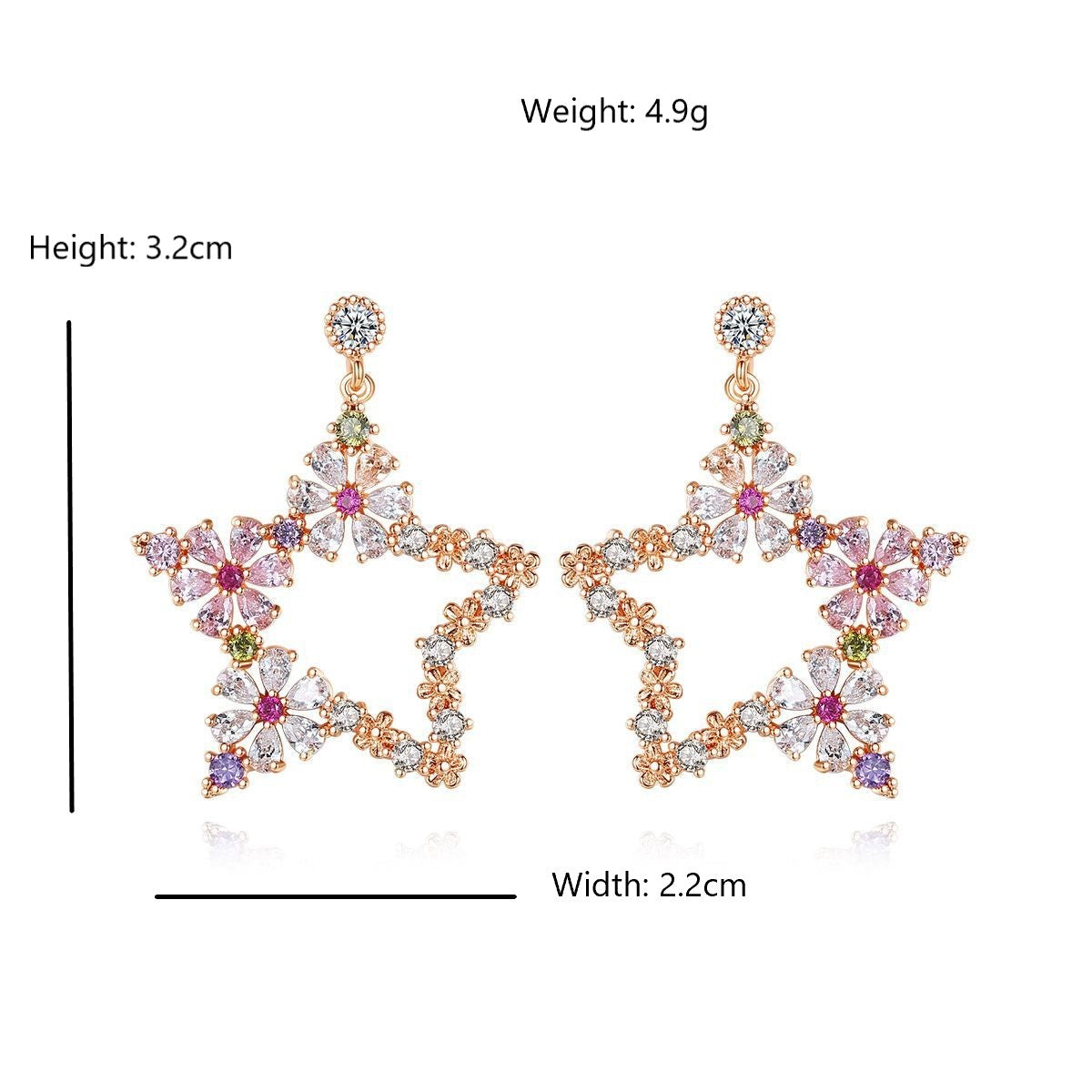 Star with flowers Drop Earrings.