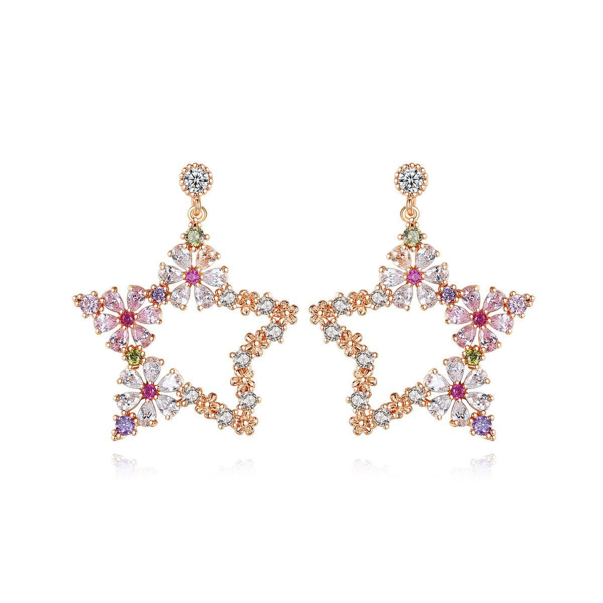 Star with flowers Drop Earrings.