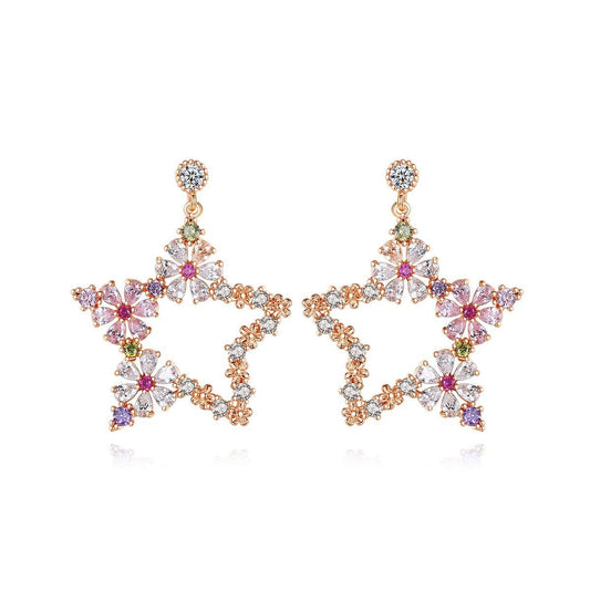 Star with flowers Drop Earrings.