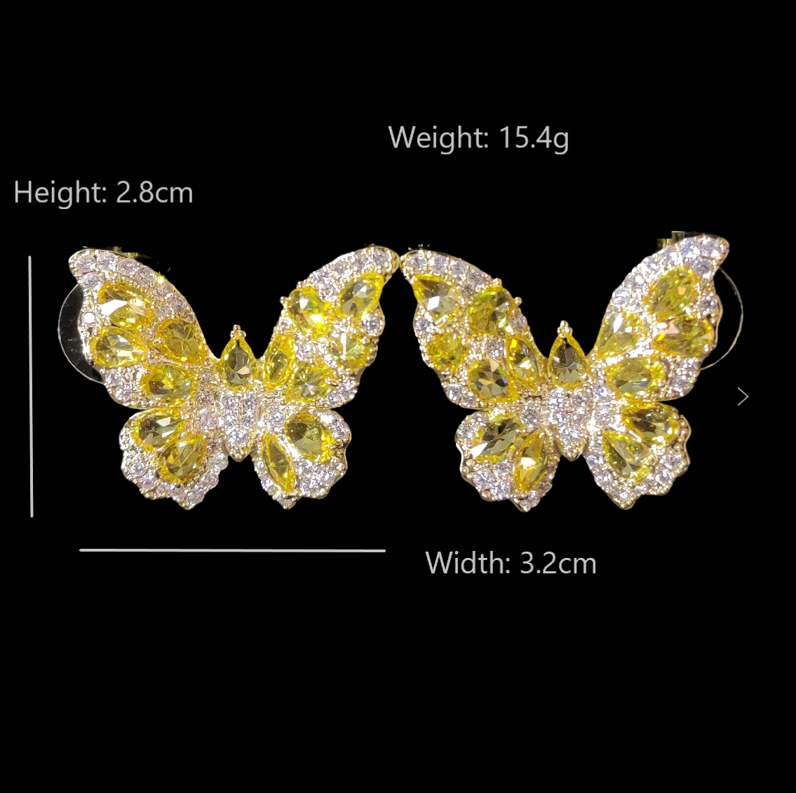 Yellow Graceful Butterfly Earrings