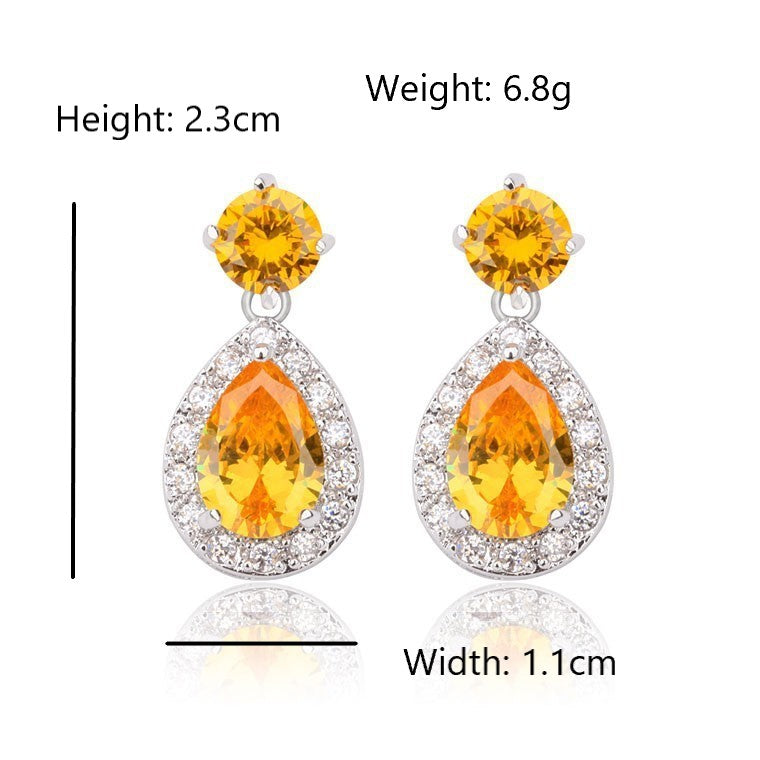 Daily Wearing Pear Shaped Drop Earrings Orange/Blue