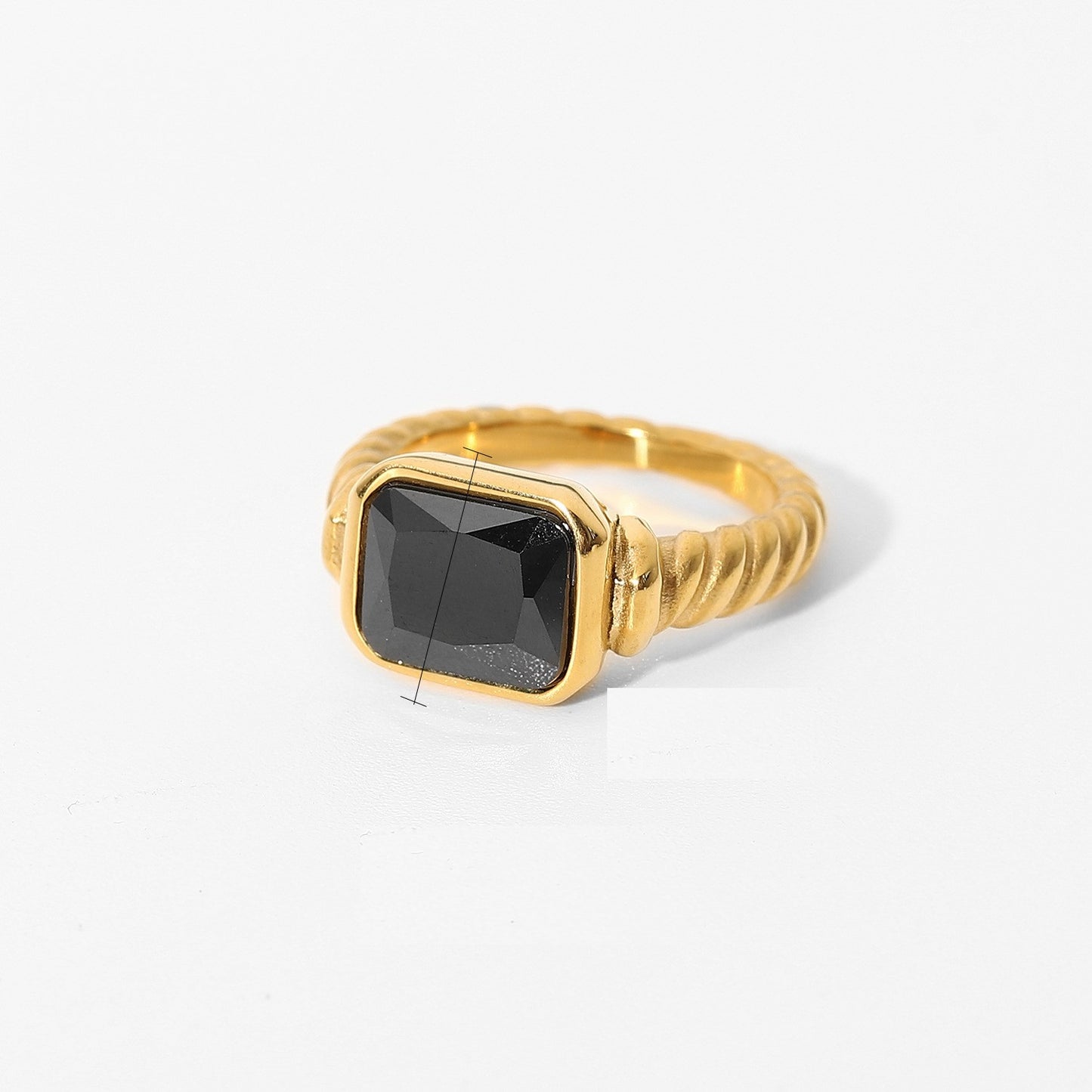 18K plated Black Gemstone Twisted Ring