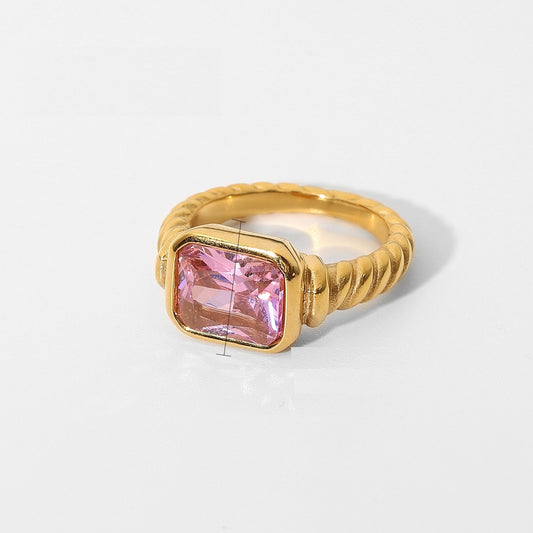 Rectangle Pink Gemstone Ring