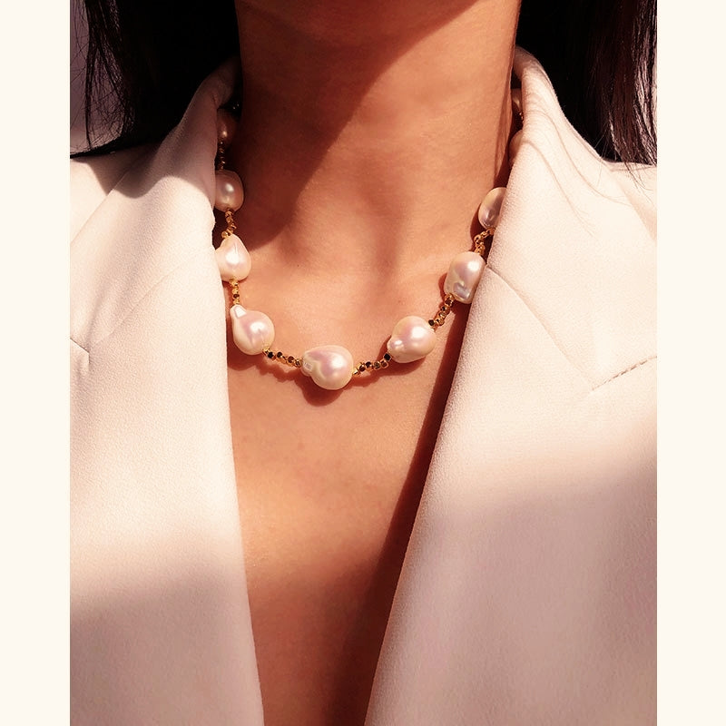 18K plated Deluxe Baroque Pearl Necklace