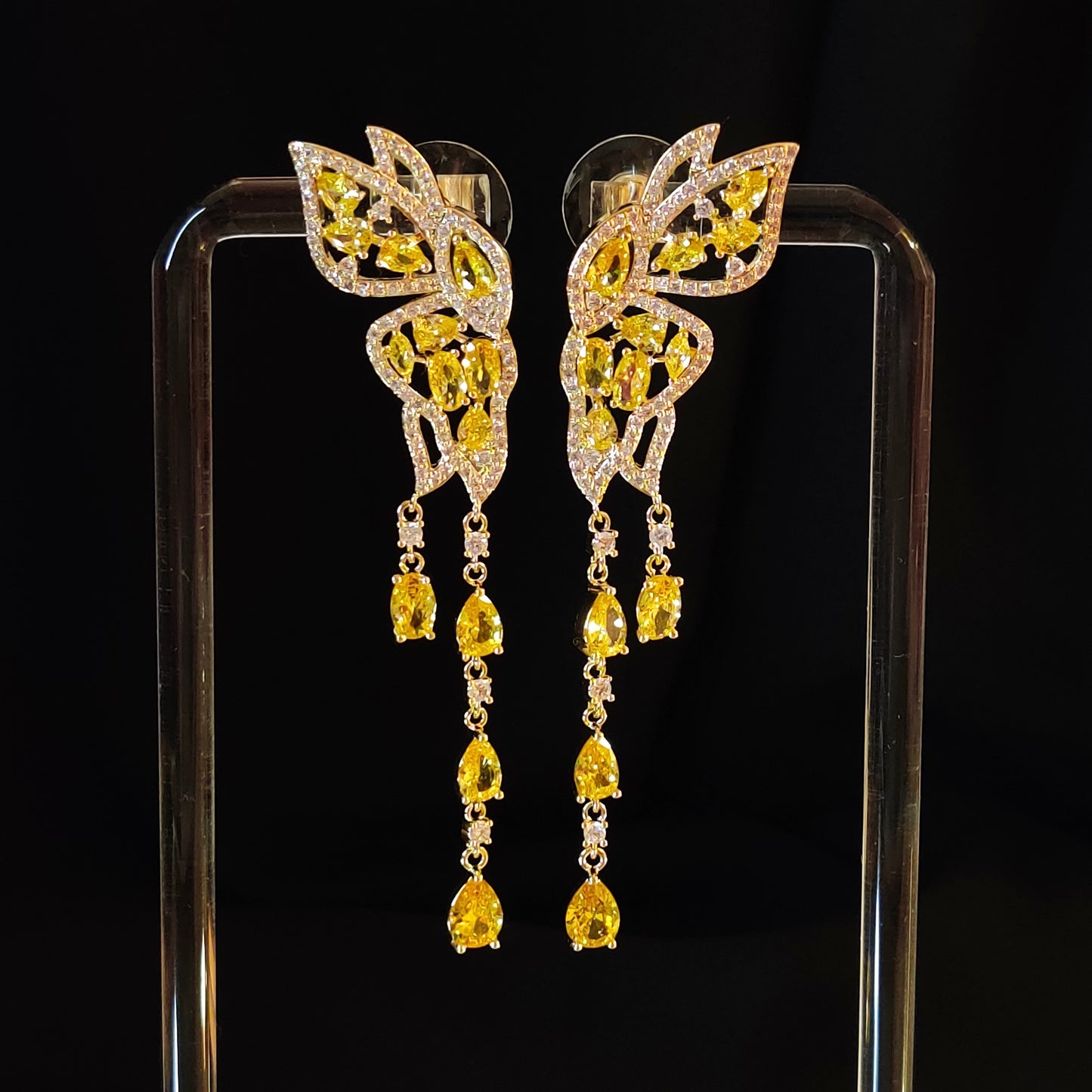 Yellow Graceful Butterfly Drop Earrings