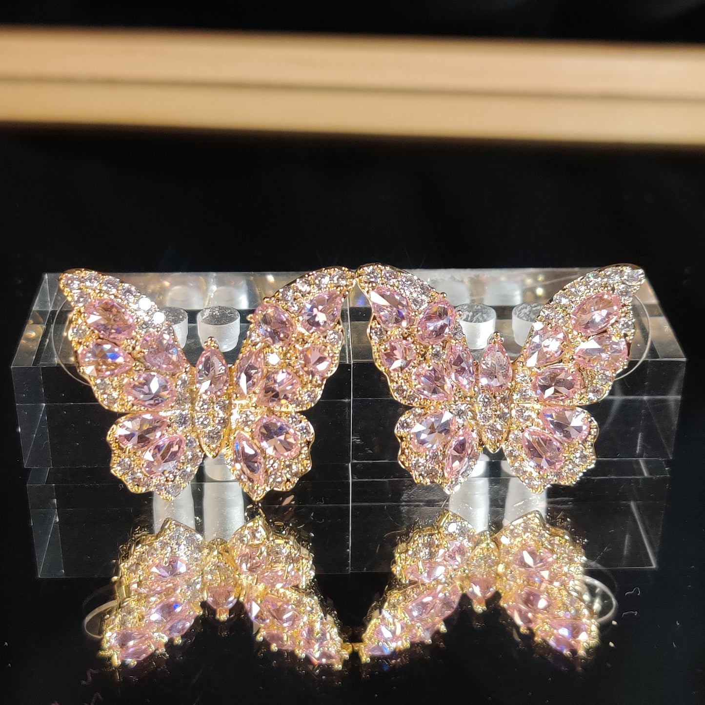 Pink Graceful Butterfly Earrings