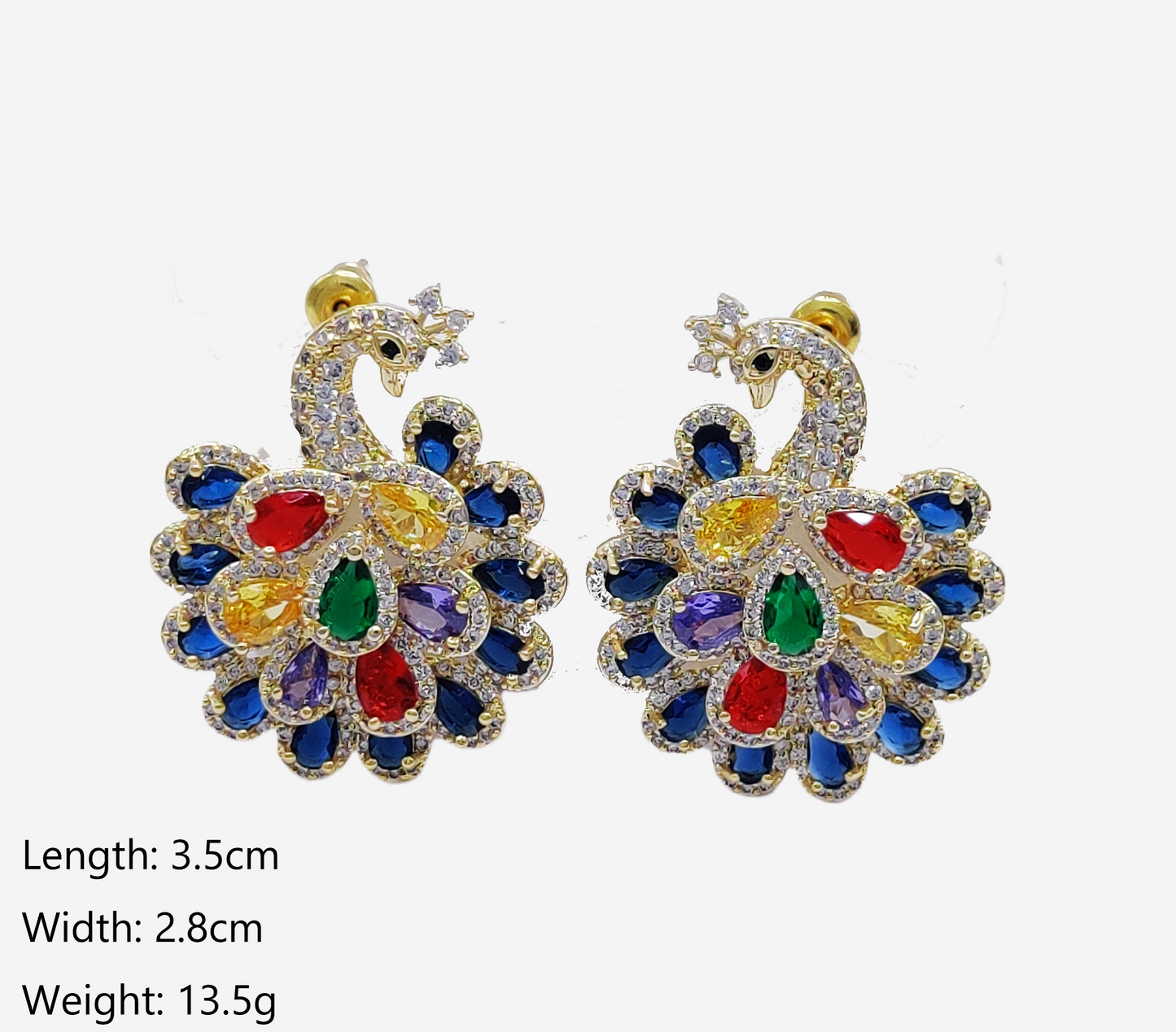 Deluxe Colorful Peacock Earrings