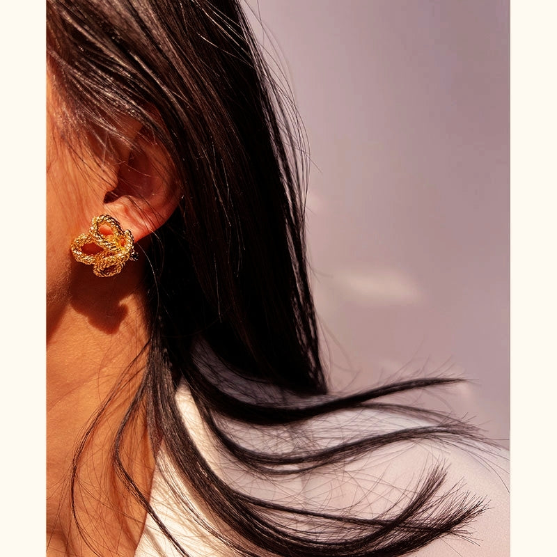 18K plated Twisted Flower Earrings