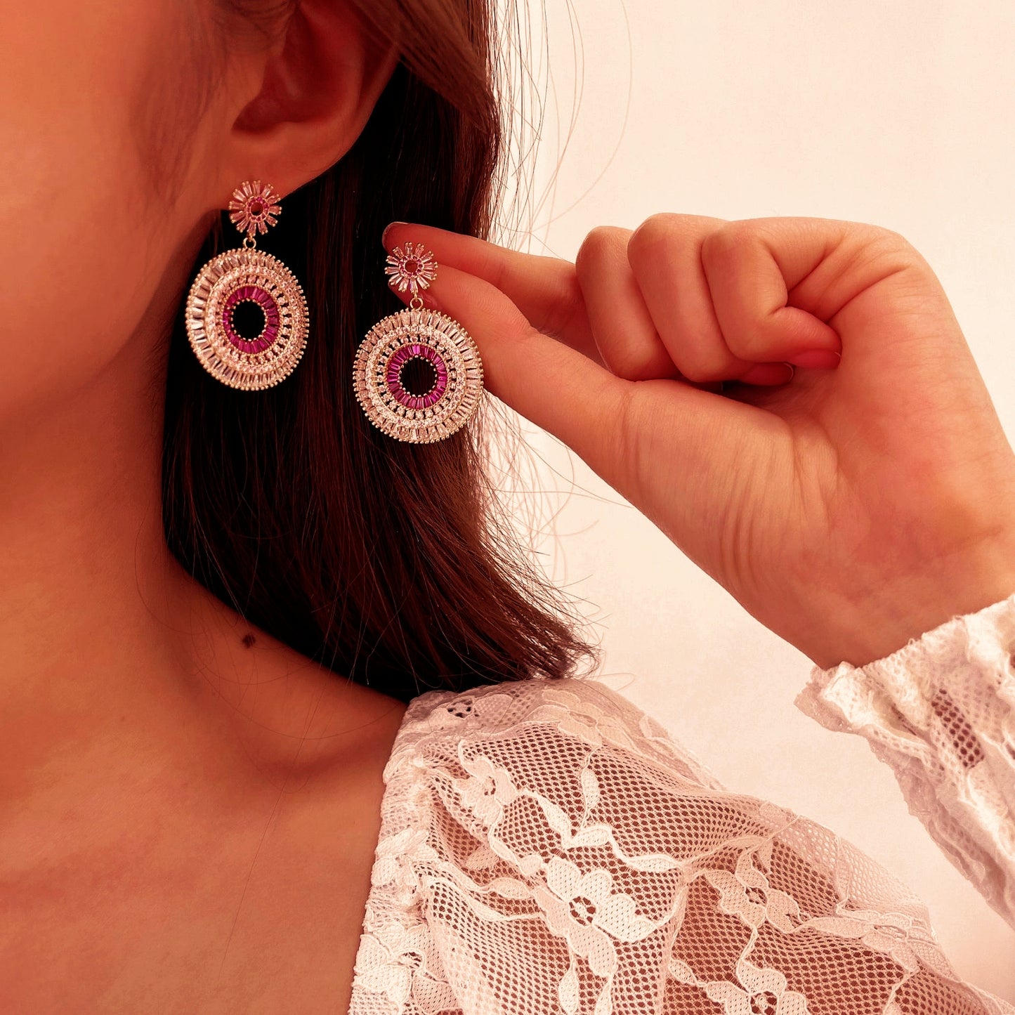 Pink Circle Earrings