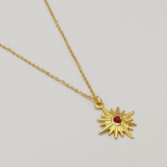 Red Sunflower Pendant Necklace