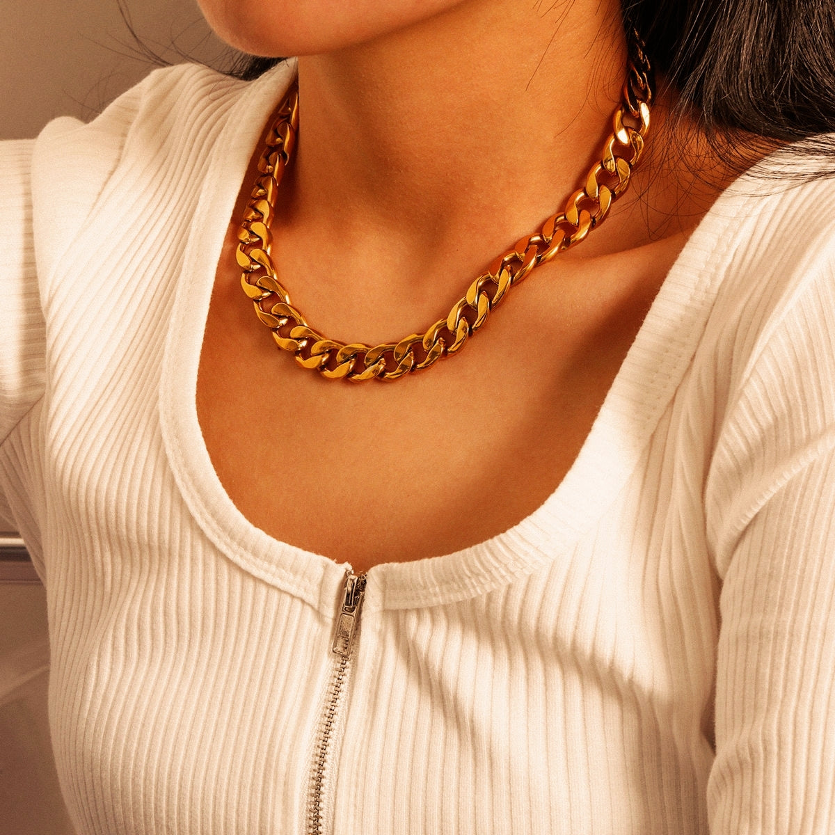 18K plated 1.2cm Thick Chained Necklace