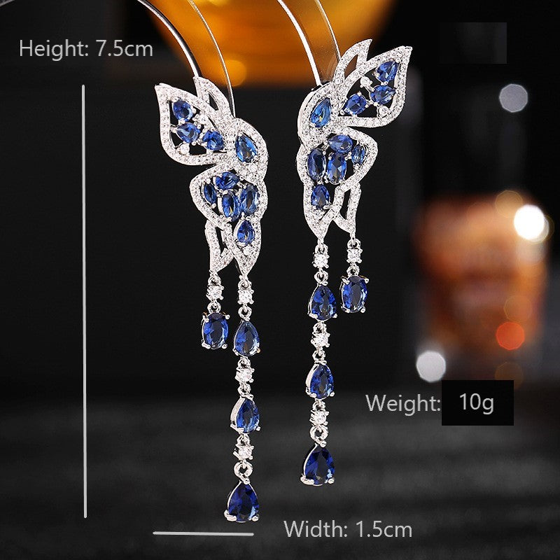 Blue Graceful Butterfly Drop Earrings