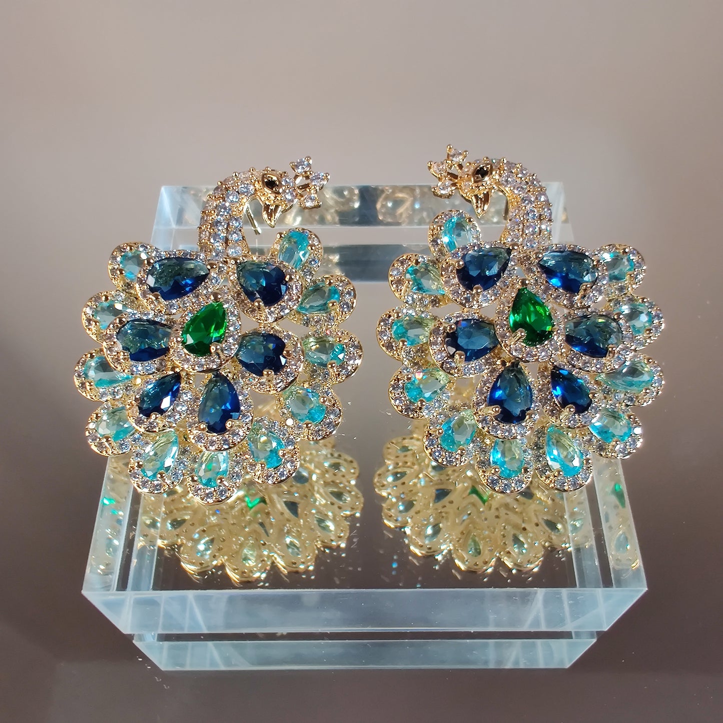 Deluxe Blue Peacock Earrings