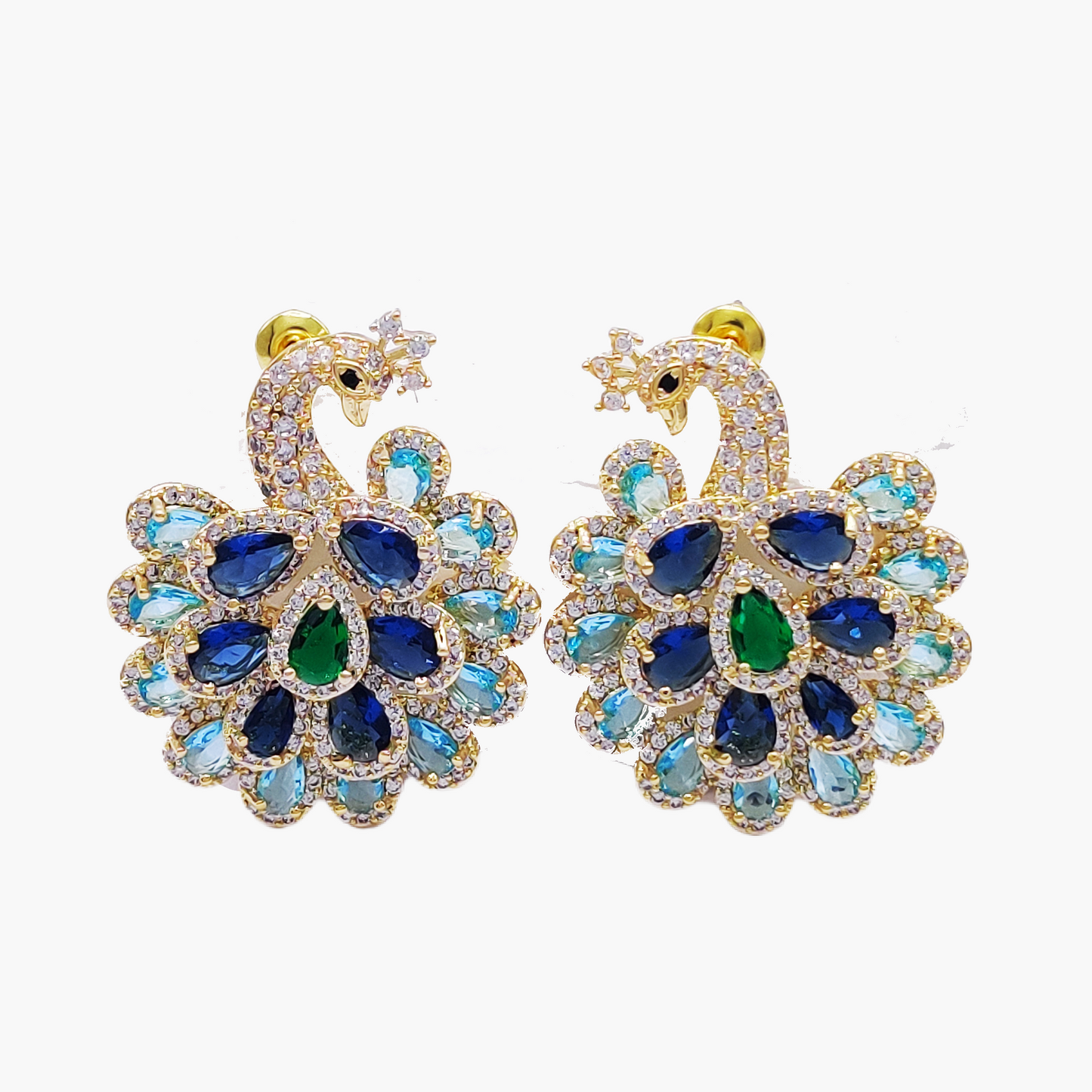 Deluxe Blue Peacock Earrings