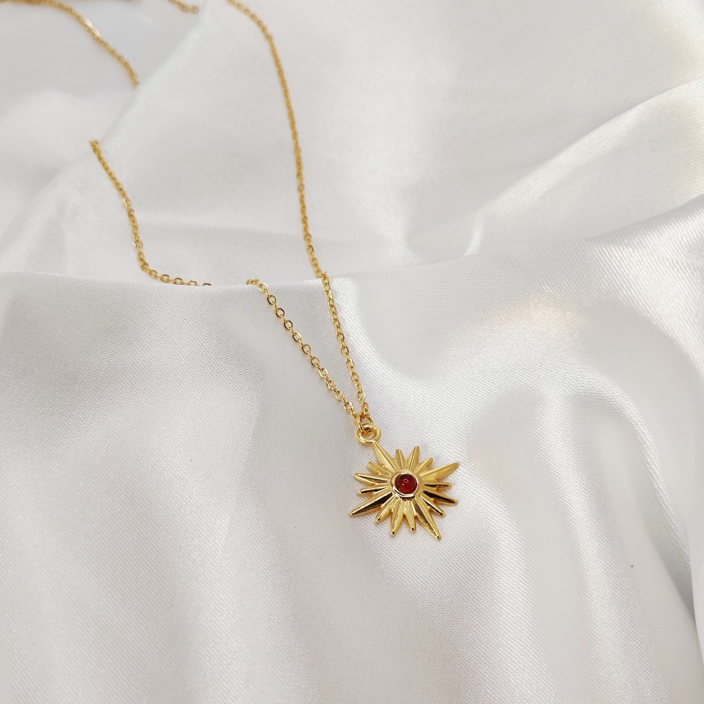 Red Sunflower Pendant Necklace