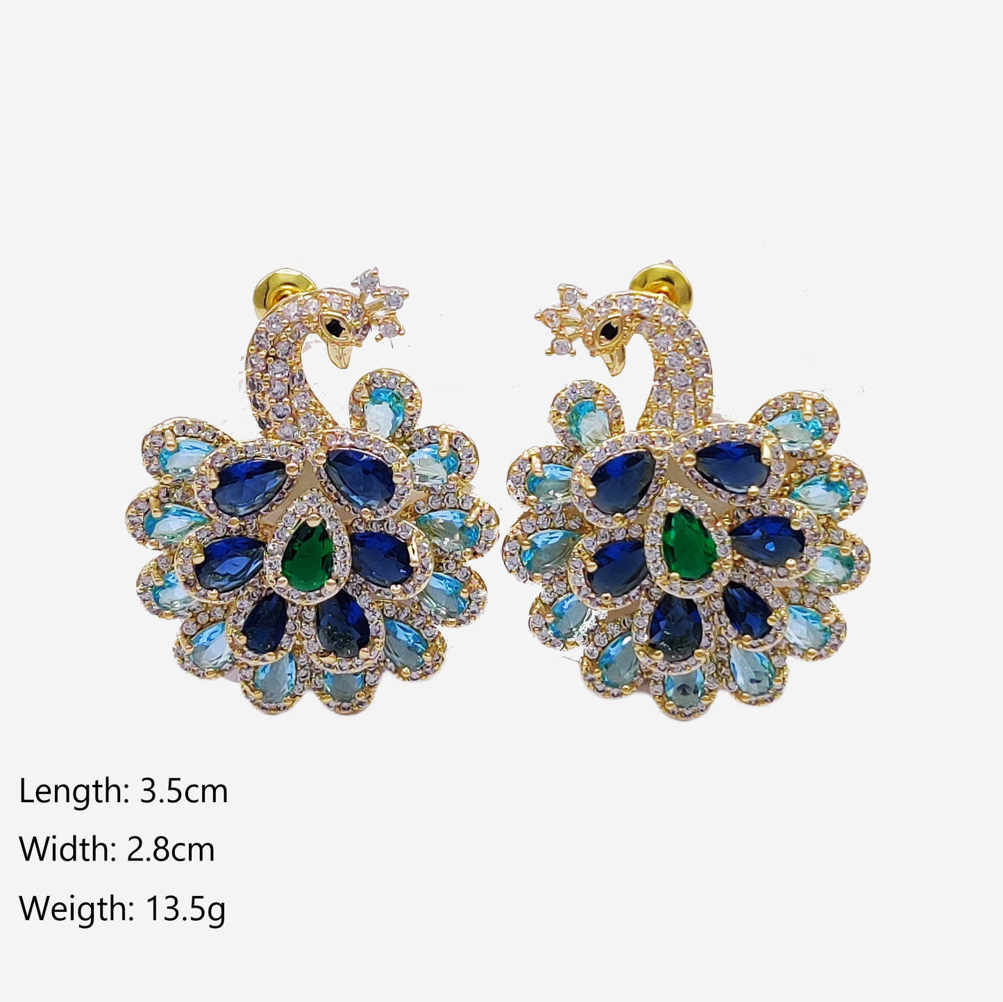 Deluxe Blue Peacock Earrings