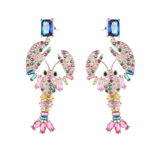 Kicking Lobster Drop Earrings