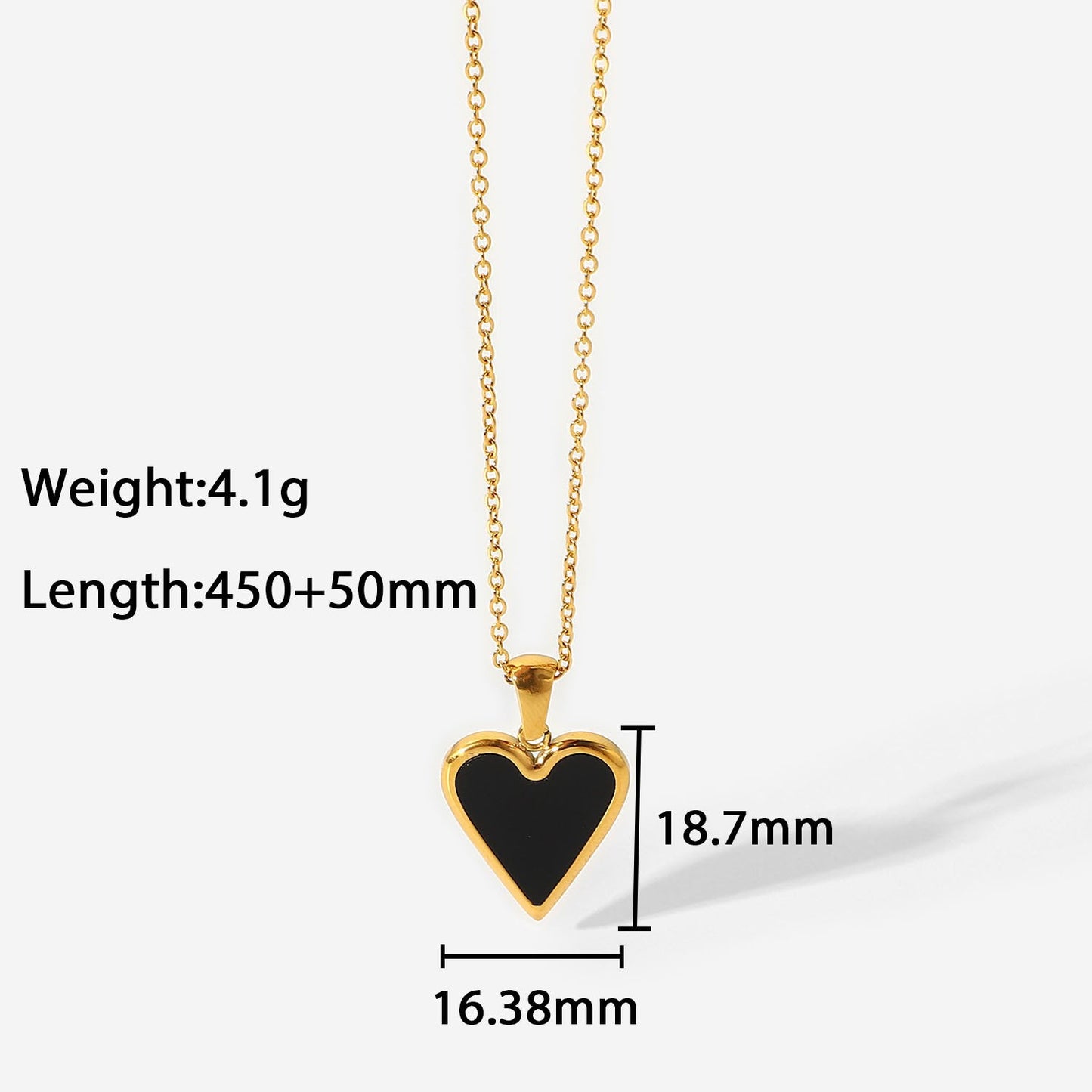 18K plated Gemstone Heart Pendant Necklace Black/White/Green