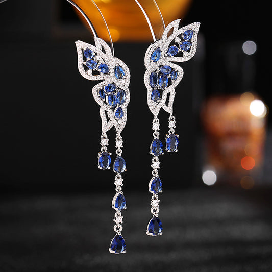 Blue Graceful Butterfly Drop Earrings