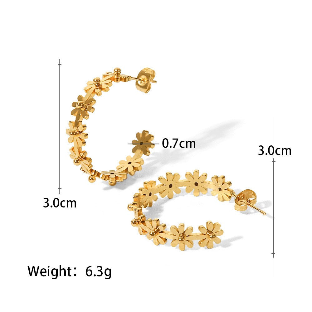 18K plated Sunflower Hoop Earrings