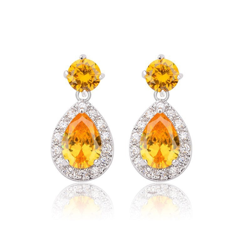 Daily Wearing Pear Shaped Drop Earrings Orange/Blue