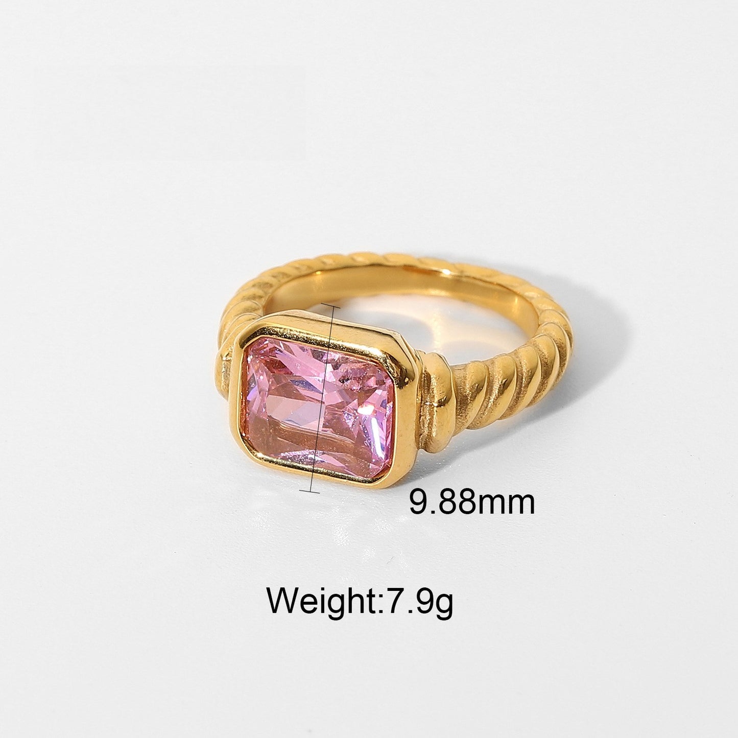 Rectangle Pink Gemstone Ring