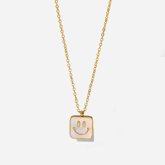 18K plated Square Smile Necklace