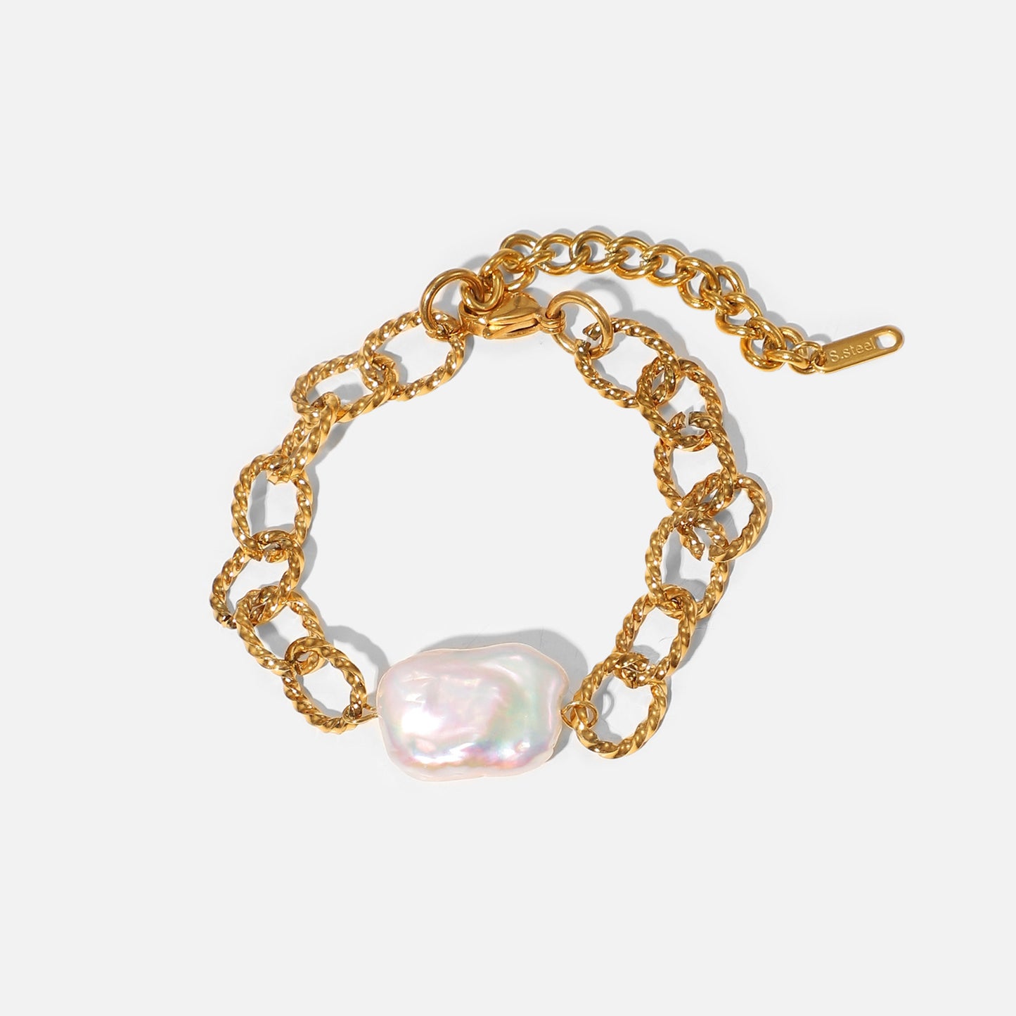 New Thick Twisted Bracelet with a pearl