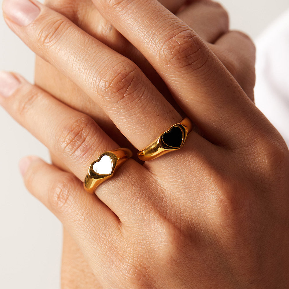 Buy Palmonas 18k Gold Plated Small Black Heart Ring for Women online
