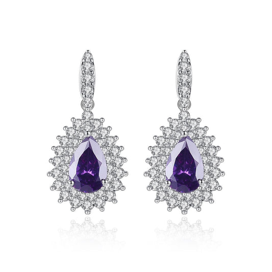 Pear Drop Earrings Purple/White