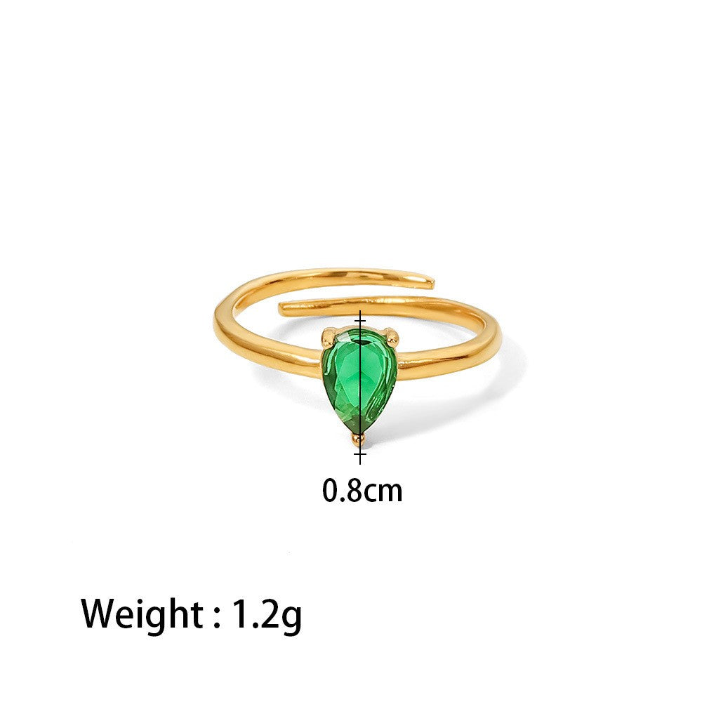 18K plated Endless Love Heart Ring Green/Pink/White