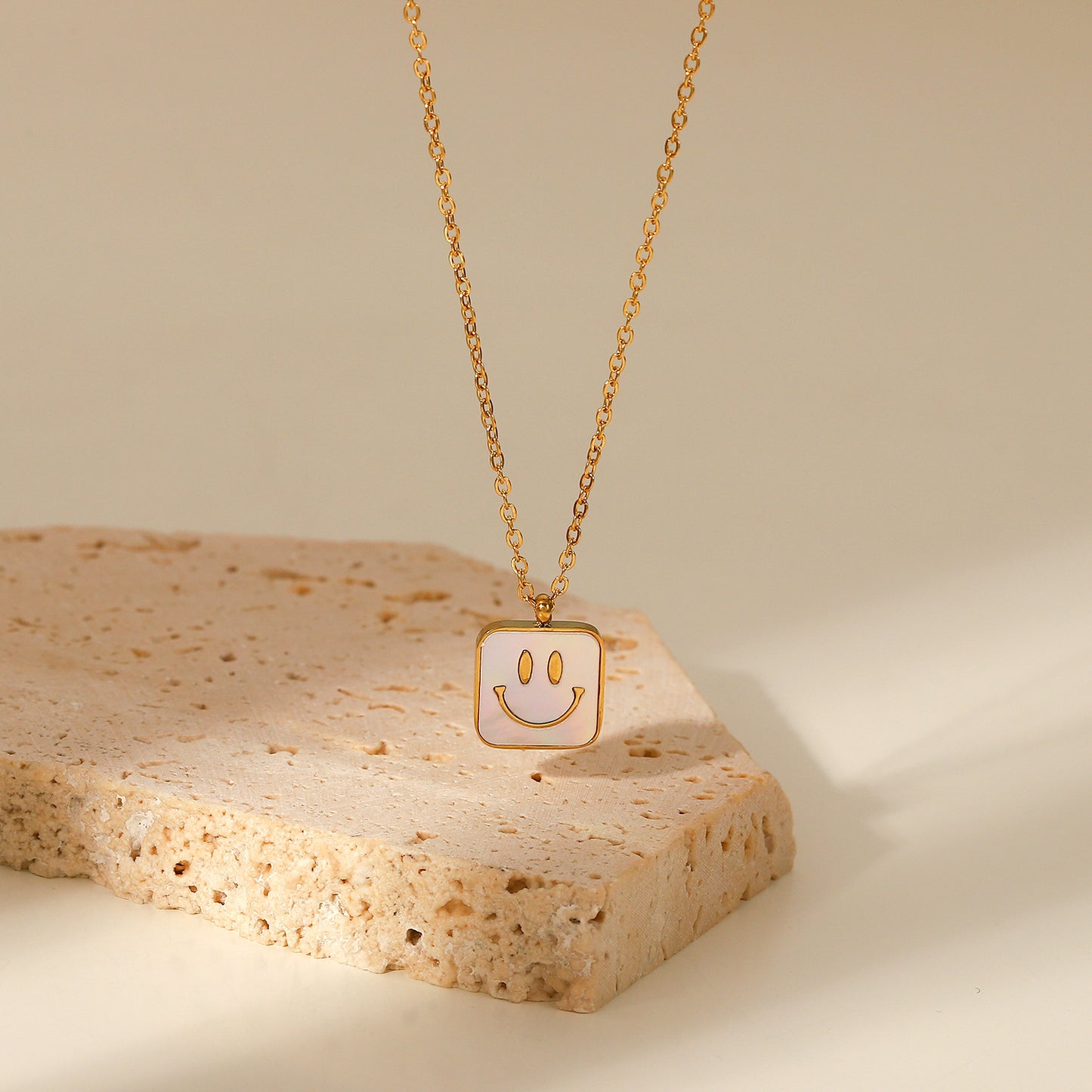 18K plated Square Smile Necklace