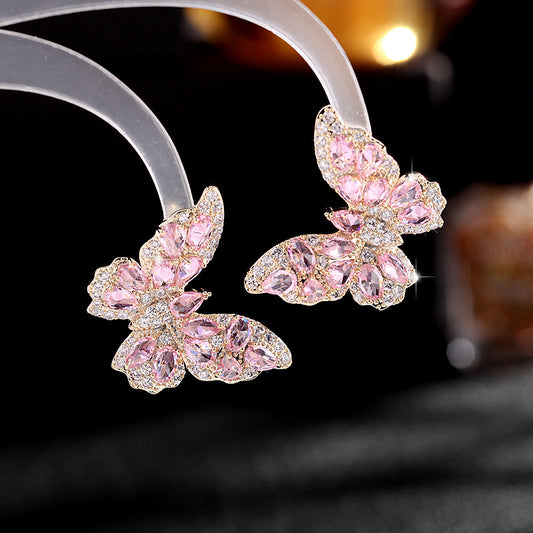 Pink Graceful Butterfly Earrings