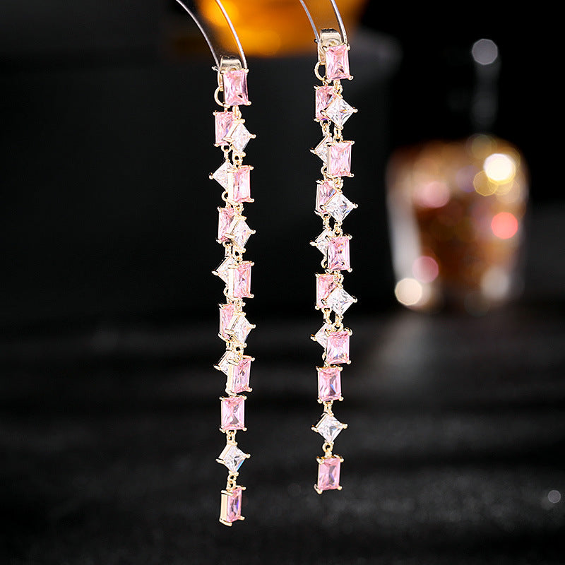 Dazzling Pink and White Drop Earrings