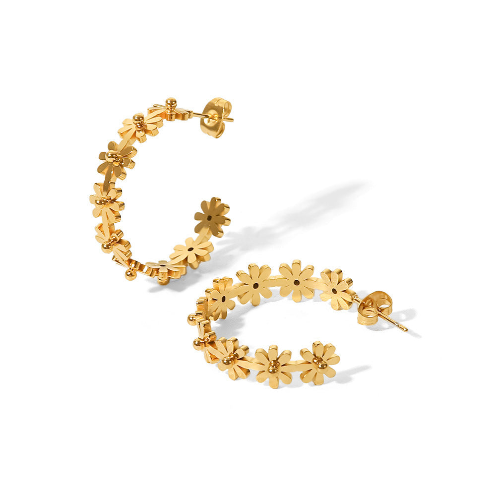 18K plated Sunflower Hoop Earrings