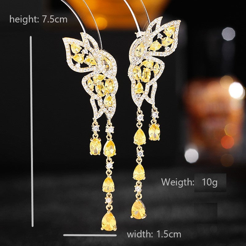 Yellow Graceful Butterfly Drop Earrings