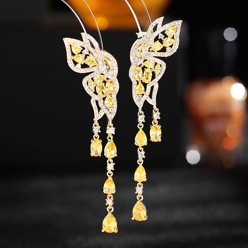 Yellow Graceful Butterfly Drop Earrings