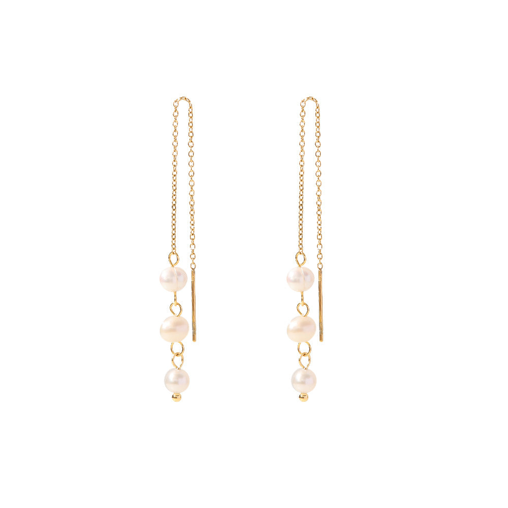 18K Plated Earrings Drop with Pearls