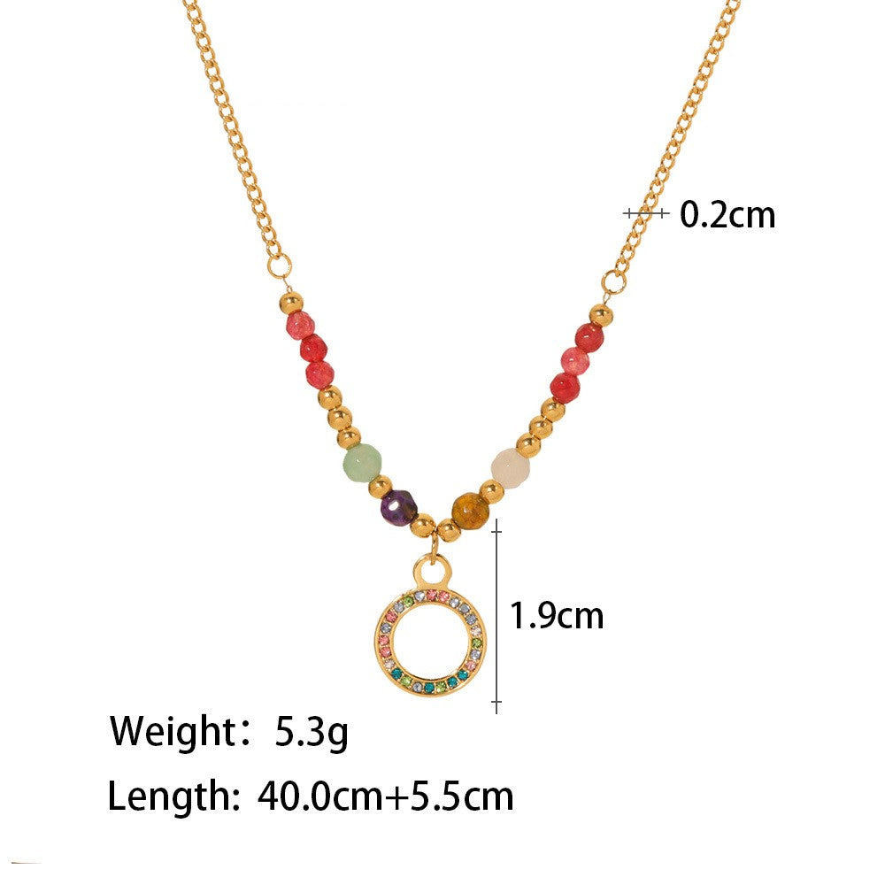 18K plated Colorful Circle Pendant Necklace