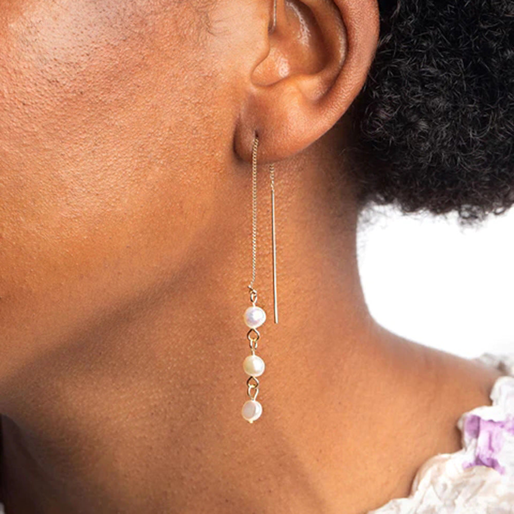 18K Plated Earrings Drop with Pearls