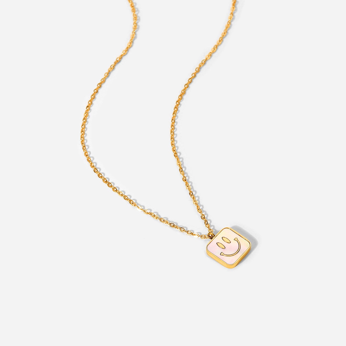 18K plated Square Smile Necklace