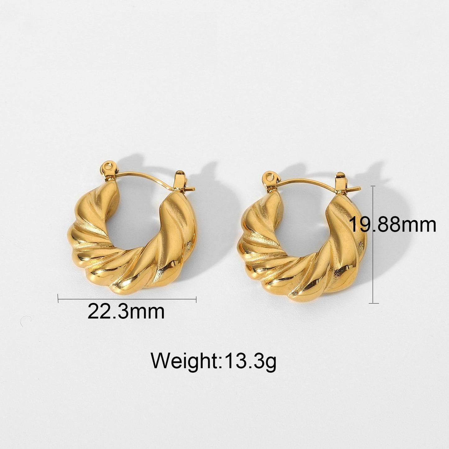 18K plated Thick Twisted Hoop