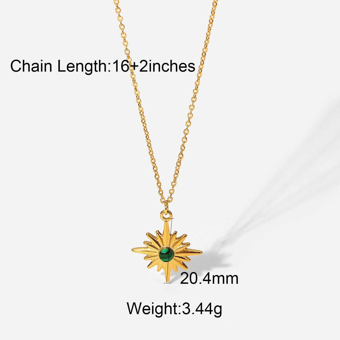 18K plated Green Sunflower Pendant Necklace