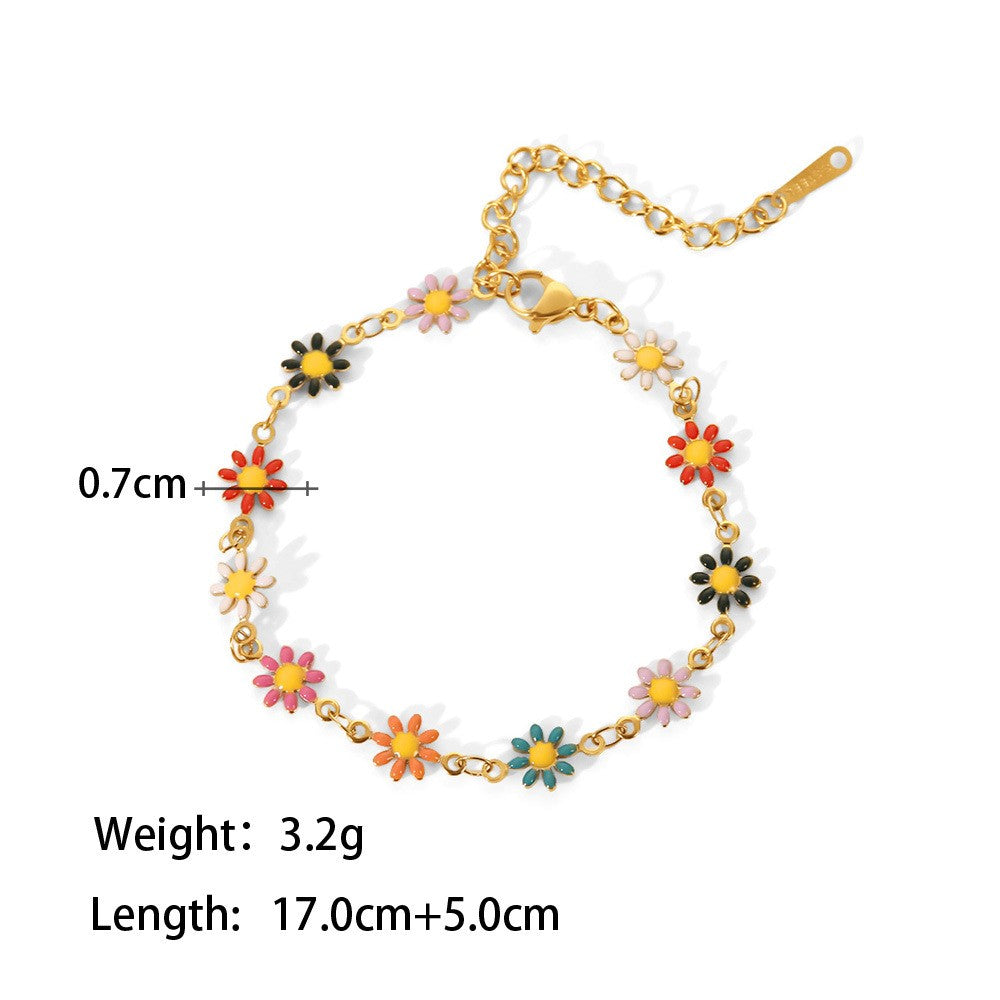 Colorful Sunflower Necklace and Bracelet set