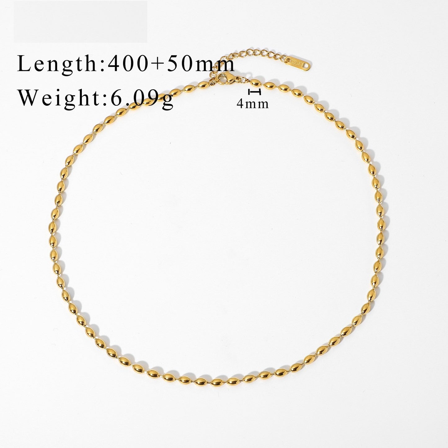 18K plated 0.4cm Golden Beans Necklace