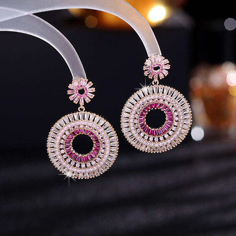 Pink Circle Earrings