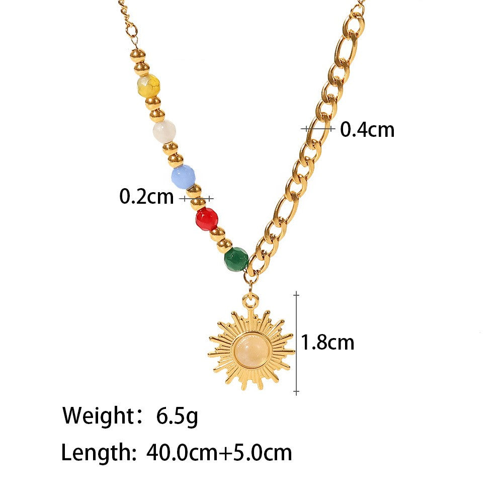 18K plated Colorful Sun Pendant Necklace