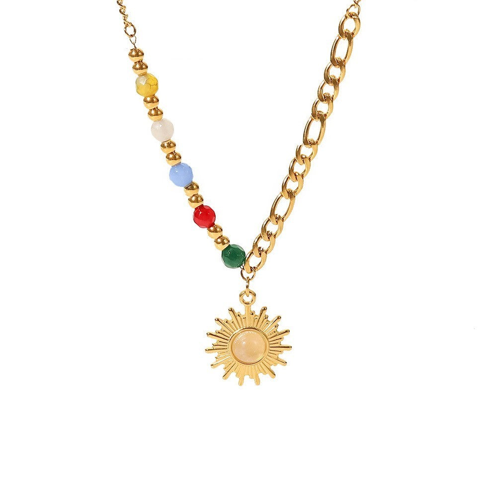 18K plated Colorful Sun Pendant Necklace